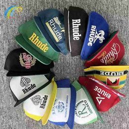 Ball Caps 2023 Casual Wide Brim Outdoor Sunscreen Rhude Baseball Cap Men Women High Quality Streetwear Green Blue Adjustable Hat Y23 O550