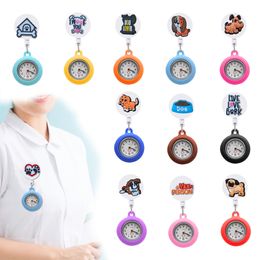 Pocket Watches New Dog 2 Clip Nurse Watch Brooch Fob On Clip-On Lapel Hanging Nurses Retractable Digital Clock Gift Drop Delivery Otw2Z
