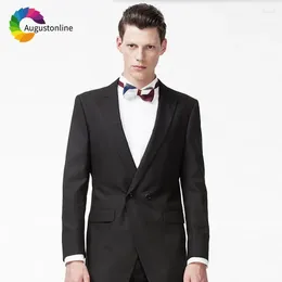 Men's Suits Black Classic Men Peaked Lapel Custom Made Double Breasted Elegent Male Blazer Jacket Groom Tuxedo 2Piece Costume Homme