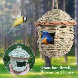 Other Bird Supplies Straw Home Hanging House Nests Woven Garden Box Decoration Patio Feeder Rain Guard Grass