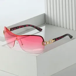 Sunglasses Y2k Rimless Women Stylish Gradient Lens Outdoor Shades Trendy Design Metal Frame Eyewear Goggle