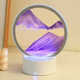 Table Lamps LED Modern Creative Quicksand Painting Luminous 3D Desktop Three-dimensional Decompression Hourglass Painting LivingRoom lamp