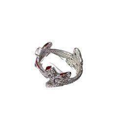 Brand High version Westwoods full diamond Saturn winding ring for women light luxury fashionable and versatile niche three piece Nail U5G0