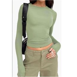 디자이너베이스 셔츠 스프링 및 가을 단색 슬림 풀버 티셔츠 여성 스트리트 탑 스프링 및 가을 단색 슬림 핏 바닥 티셔츠 DTPB