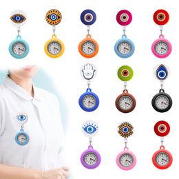 Party Favour Devils Eye Clip Pocket Watches Alligator Medical Hang Clock Gift Retractable Arabic Numeral Dial Nurse Watch Sile Brooch F Otwqx