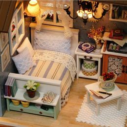 Architecture/DIY House Handmade 3D Puzzle Doll House Building Assembly House DIY Mini Doll House Toy Furniture Toy Childrens Birthday Gift Dollhouse