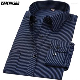 Men's Casual Shirts Male Brand Shirt For Spring Summer Plus Size 5XL 6XL 7XL 8XL 9XL 100kg 135KG Big Men Stripes Navy Office Vintage