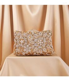 Evening Bags Gold Rhinestone Crystal Dress Clutch Bag For Wedding Clutches Small Phone Purse Shoulder Gift