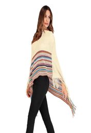 Scarves Spring Women039s Luxury Knitted Poncho Cape Designer Pullover Sweaters Irregular Cloak Tassel Femme Autumn Striped Shaw3154917