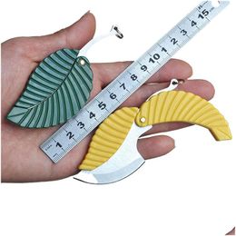 Party Favor Mini Leaf Folding Knife Keychain Pendant Portable Outdoor Cam Pocket Knives Survival Tool 2 Colors Drop Delivery Home Ga Dh0Fw