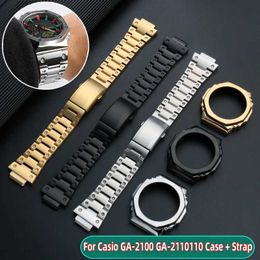 Watch Bands Suitable for Casio GA-2 GA-2110 mens clothing stainless steel strap metal shell GA2 GA2110 revised farm oak frame with accessories Q240514