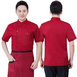 Spring short-sleeved Clothing for Men and Women Cotton Baking Pastry Chef Work Clothes Dessert Shop Restaurant Chef Uniform 240513