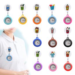 Other Office School Supplies Milk Tea Clip Pocket Watches Fob For Nurses Analogue Quartz Hanging Lapel Women On Nursing Watch Sile Brooc Othvk