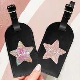 Party Favour Personalised PU Leather Luggage Tags Custom Star With Name Suitcase TagTravel Accessorie Baggage Handbag Tag Bag Label Gifts