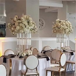Party Decoration 10pcs) Wedding Supplies Gold Metal Crystal Flower Stand Table Centerpieces Vases 2653