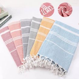 Towel Super Absorbent Striped Cotton Turkish Sports Bath With Tassels Travel Gym Camping Sauna Beach Pool Blanket Easy Care