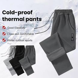 Men's Pants Male Solid Color Sweatpants Comfortable Fleece Thickened Lining Sport Winter Elastic Waist