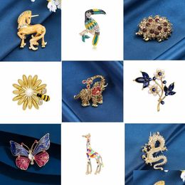 Pins Brooches Pins Fashion Enamel Animal Horse Bird Insect Butterfly Bee Flower Brooch For Women Unisex Badge Clothing Lapel Pin Pa Dhy9S