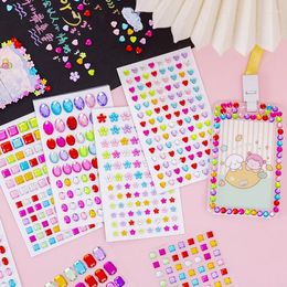 Party Favour 6 Sheets 3D Acrylic Rhinestone Sticker Geometric Pattern Crystal For Kids Birthday Favours DIY Crafts Gifts Fillers