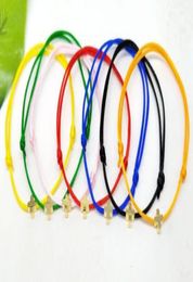 50pcslot red String Cross Charms Lucky Red Cord Adjustable Bracelets new Gift DIY5190103