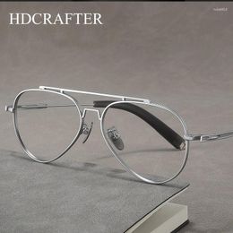 Sunglasses Frames HDCRAFTER Retro Pilot Glasses Frame Ultra Light Pure Titanium Prescription Optical Sun Eyewear Oculos De Gafas