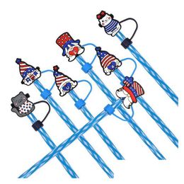 Drinking Straws Cute Cartoon Christmas Series Sts Toppers 8Mm 10Mm Dust Plug Party Charms Decoration Gift Drop Delivery Dhc27