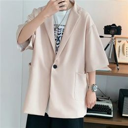 Men's Suits Men Blazer Summer Trend Handsome Casual Short Sleeve Single Breasted Drape Jacket