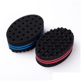 Hair Brushes Oval Double Sides Sponge Brush For Natural Afro Coil Wave Dread Barber Styling Tool Drop Delivery Products Care Tools Dhjut