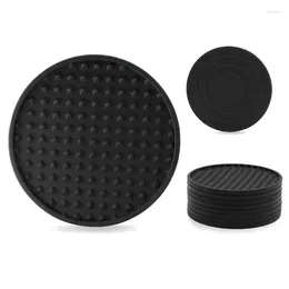 Table Mats Coasters For Cups Silicone Drink With Grooved Pattern Tabletop Protection Any Type Wood Glass Stone Tables