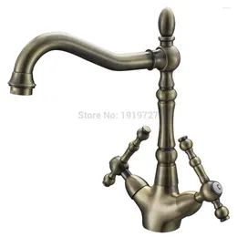 Kitchen Faucets Vidric Ly Patent Design High Quality Solid Brass Unique Swivel Antique Brushed Bronze Sink Mixer Tap Single Hole Fauc