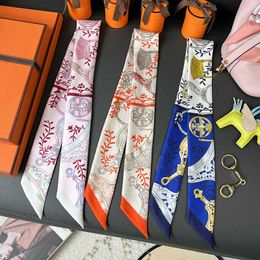Designer Silk Scarf For Women Summer Scarves Stirrup Mix Match Ma Binding Bag Scarf Silk 18 Mm Long Ribbon Tie Neck Scarf