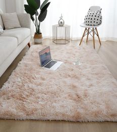 Home Textiles Living Room Carpets Tie Dye Gradient Color Wool Blanket Large long Soft Faux Fur Area Shag Rug Modern Bedroom Carpet1704058