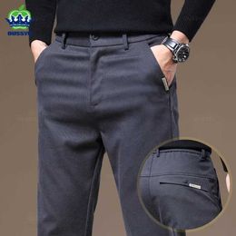 Pantaloni da uomo Nuovi morbidi cotone lyocell tessuto pantaloni casual uomini spessi affari grigio slim bunta abbigliamento corea pantaloni maschi di grandi dimensioni 28-40 y240514