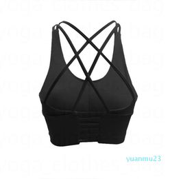lu yoga Women039s new hollow beautiful back sexy crosslace shockproof sports bra vest running fitness yoga wear