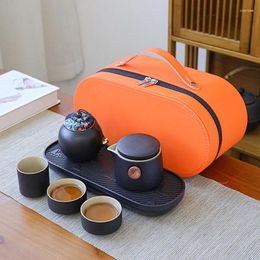 Teaware Sets Black Pottery Express Cup Portable Travel Tea Set One Pot Three Cups A Of Chinese Business Gifts