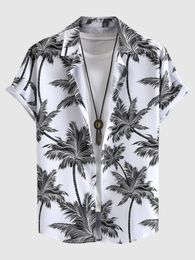 Men's Casual Shirts Summer Beach Holiday Set With Tropical Print Short Sleeve T-Shirt Vegetable Coconut Tree 4 Way Stretch Fabric Shirt