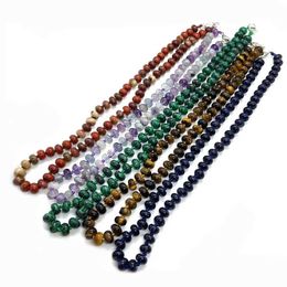 Beaded Necklaces Natural Stone Crystal Necklace Oblate Beads Womens Agate Necklace Pendant Jewelry Tiger Eye Opal Gift Charm 5x8mm d240514