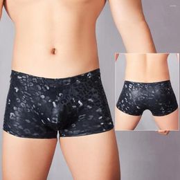 Underpants Three-dimensional Sexy Men Briefs Men's Faux Leather Snake Leopard Print Underwear Mid-rise 3d U-convex Stretchy Skinny