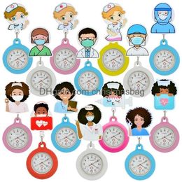 Pocket Watches Lovely Heart Nurse Doctor Cartoon Characters Retractable Badge Reel Clip Hospital Medical Office Gifts Drop Delivery Ot9Pc