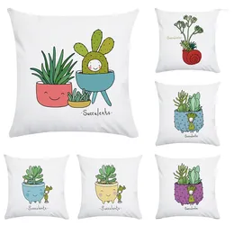 Pillow Polyester Cotton Cute Colorful Tropical Cactus Succulents Cover Summer Decorative CaseCR016