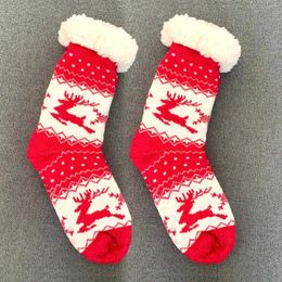 Women Socks Christmas Stockings With Letters On Them Autumn And Winter Home Floor Velvet Thickened Stripe Fishnet