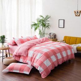 Bedding Sets 37Plaid Pink 4pcs Girl Boy Kid Bed Cover Set Duvet Adult Child Sheets And Pillowcases Comforter 2TJ-61016