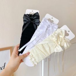 Women Socks Sweet Girls Lace Ruffle Spring Summer Thin Sunscreen Lolita Hand Sleeves Hollow Bow Long Tube Calf Cover