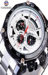 Forsining 2019 Military Silver Clock Steampunk Series Complete Calendar Men Sport Mechanical Automatic Watches Top Brand Luxury2011883032