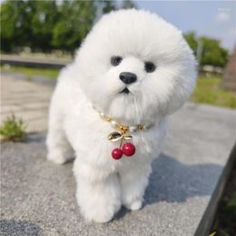 Dog Collars Pet Supplies Pearl Collar Hangtag Cherry Bell Ball Pendants Adjustable Neck Accessories For Small Dogs Cats Products