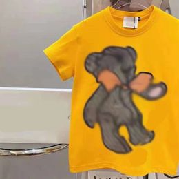 2023 New T-shirt Children cartoon teddy bear print round neck cotton short sleeved shirt for men women small and medium-sized children same style top