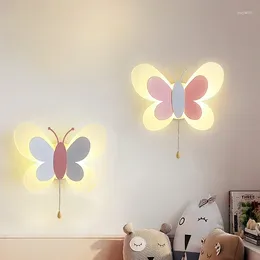 Wall Lamps Children's Room LED Light Nordic Modern Creative Butterfly Bedside Lamp Boys And Girls Decorative Lights Aisle