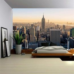 Tapestries Prosperous City Landscape Tapestry Wall Hanging High-Rise Building Big Bridge Hippie Home Decor Mandala Carpet