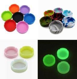 Silicon Ashtray Luminous Pure Colour Camouflage Round Silicone Smoking Herb Tobacco Hold Cigarette Ash Tray Jar Container Blunts Sm7434055
