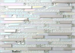 Glass mosaic kitchen tile backsplash bathroom shower wall tiles SSMT399 silver metal stainless steel mosaic5352218